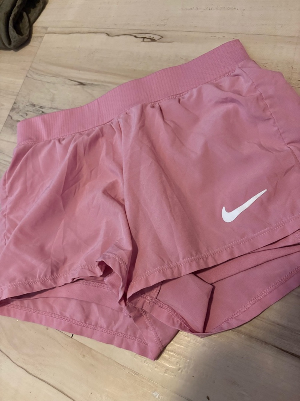 Nike girls Dusty Pink Athletic Shorts with White Swoosh